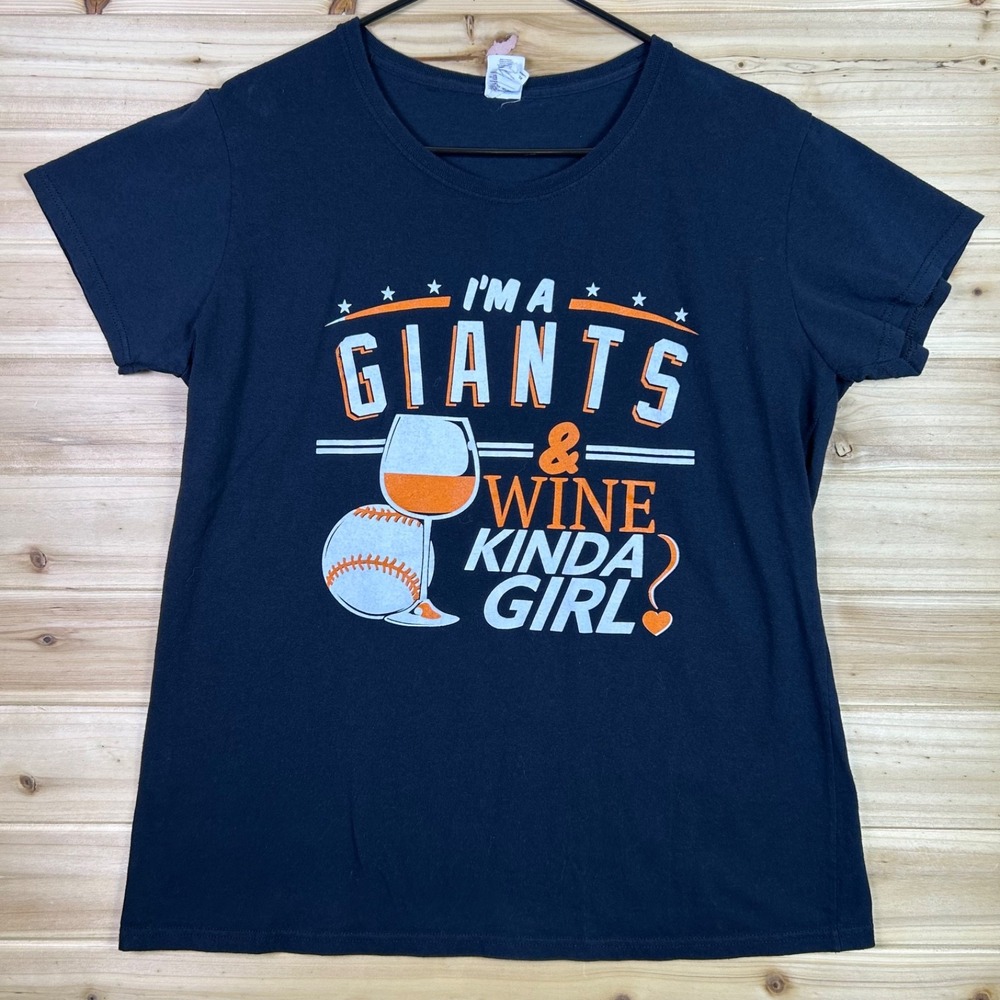 MLB San Francisco Giants T-Shirt Womens XL Black A Giants and Wine Kinda Girl - Picture 1 of 7